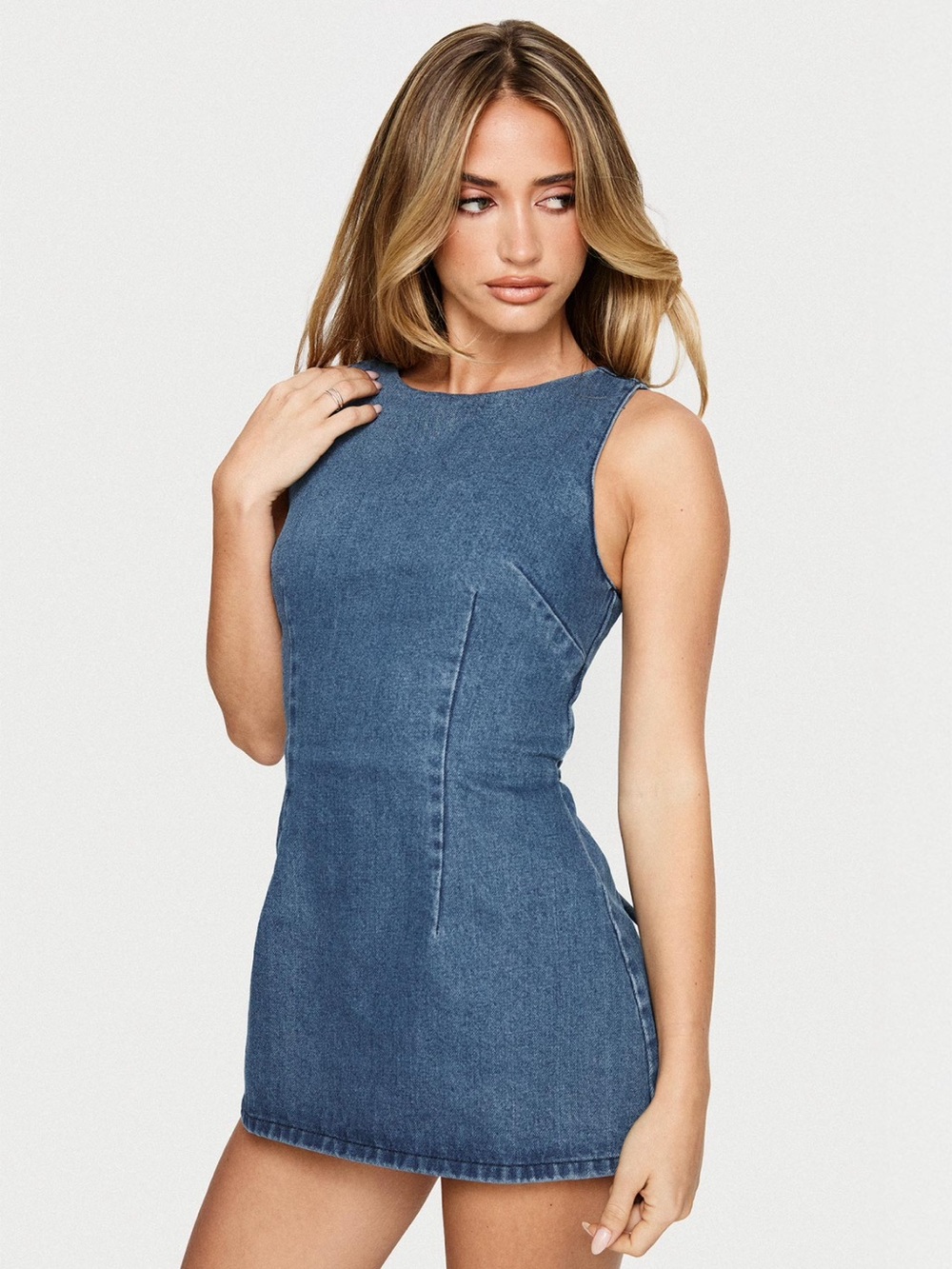 NWT Princess Polly Ainsleigh Shift Denim Romper Mid Blue Wash- size 6 - Picture 6 of 9